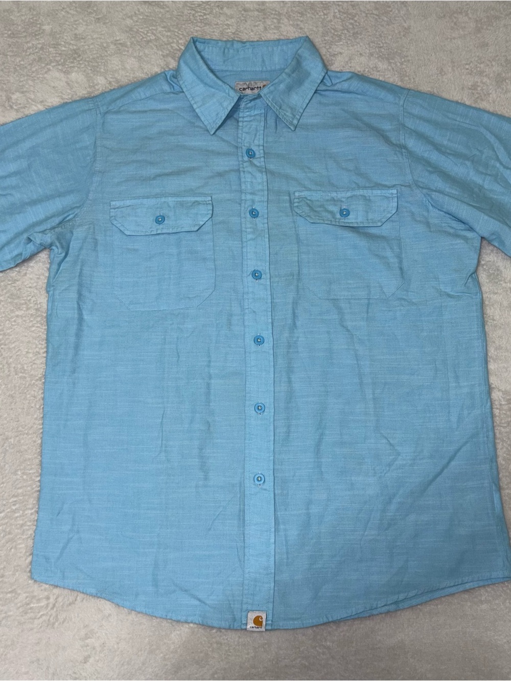 Carhartt Pale Blue Short-Sleeve Button-Down Work Shirt